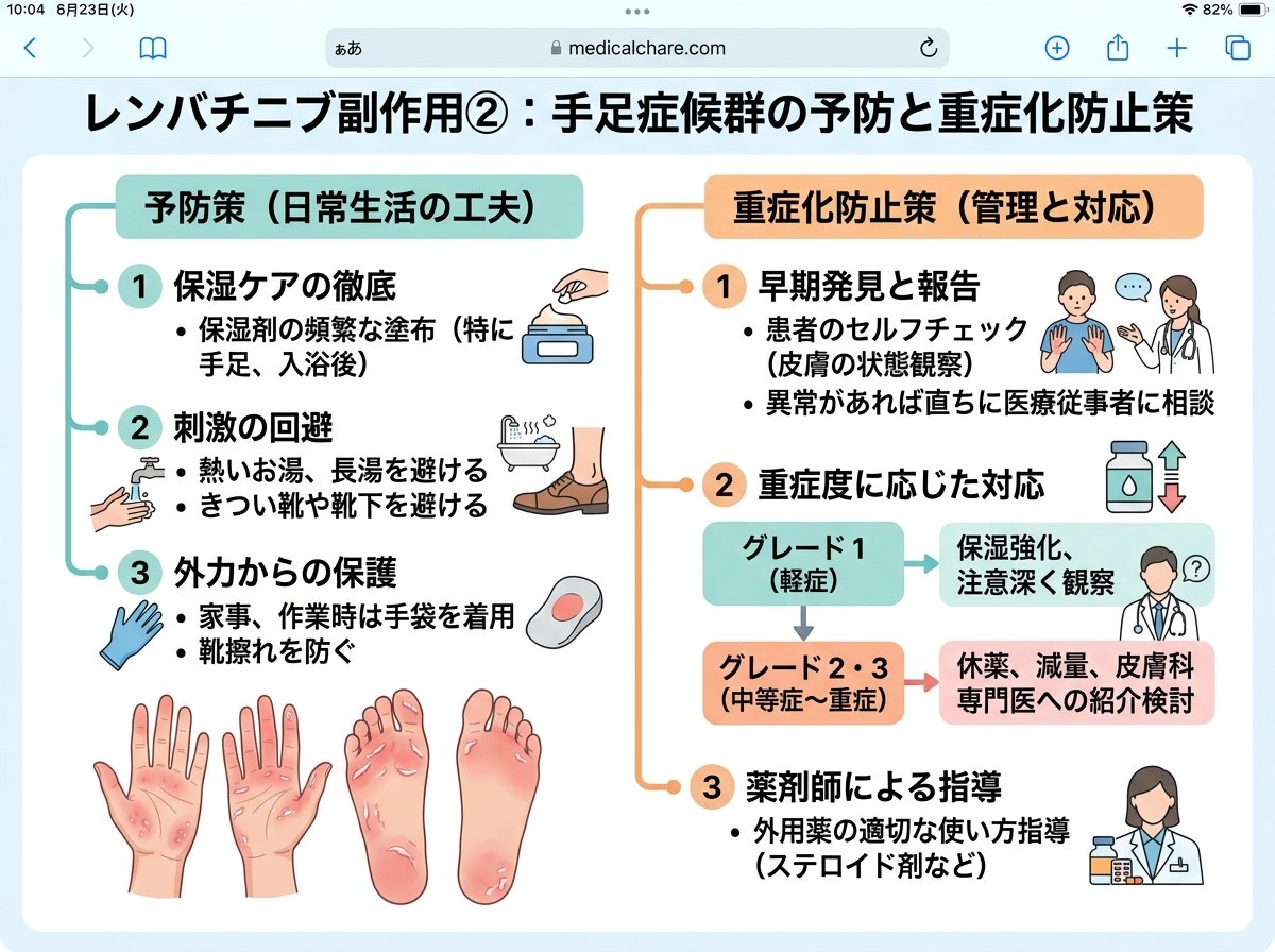 レンバチニブ副作用②:手足症候群の予防と重症化防止策