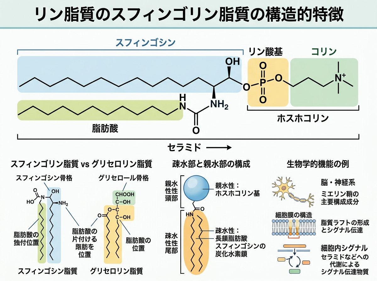 リン脂質のスフィンゴリン脂質の構造的特徴