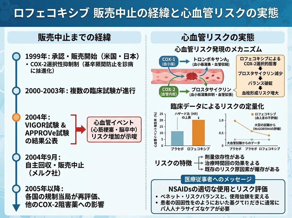 ロフェコキシブ 販売 中止 の経緯と心血管リスクの実態