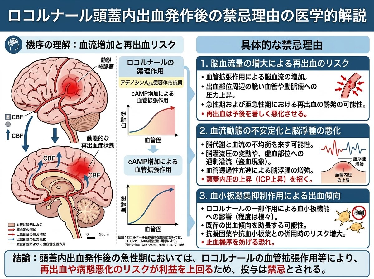 ロコルナール頭蓋内出血発作後の禁忌理由