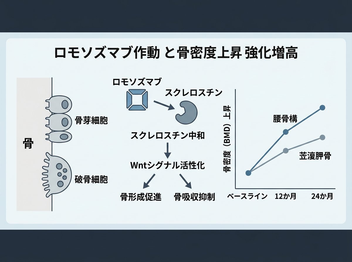 ロモソズマブの作用機序と骨密度向上効果