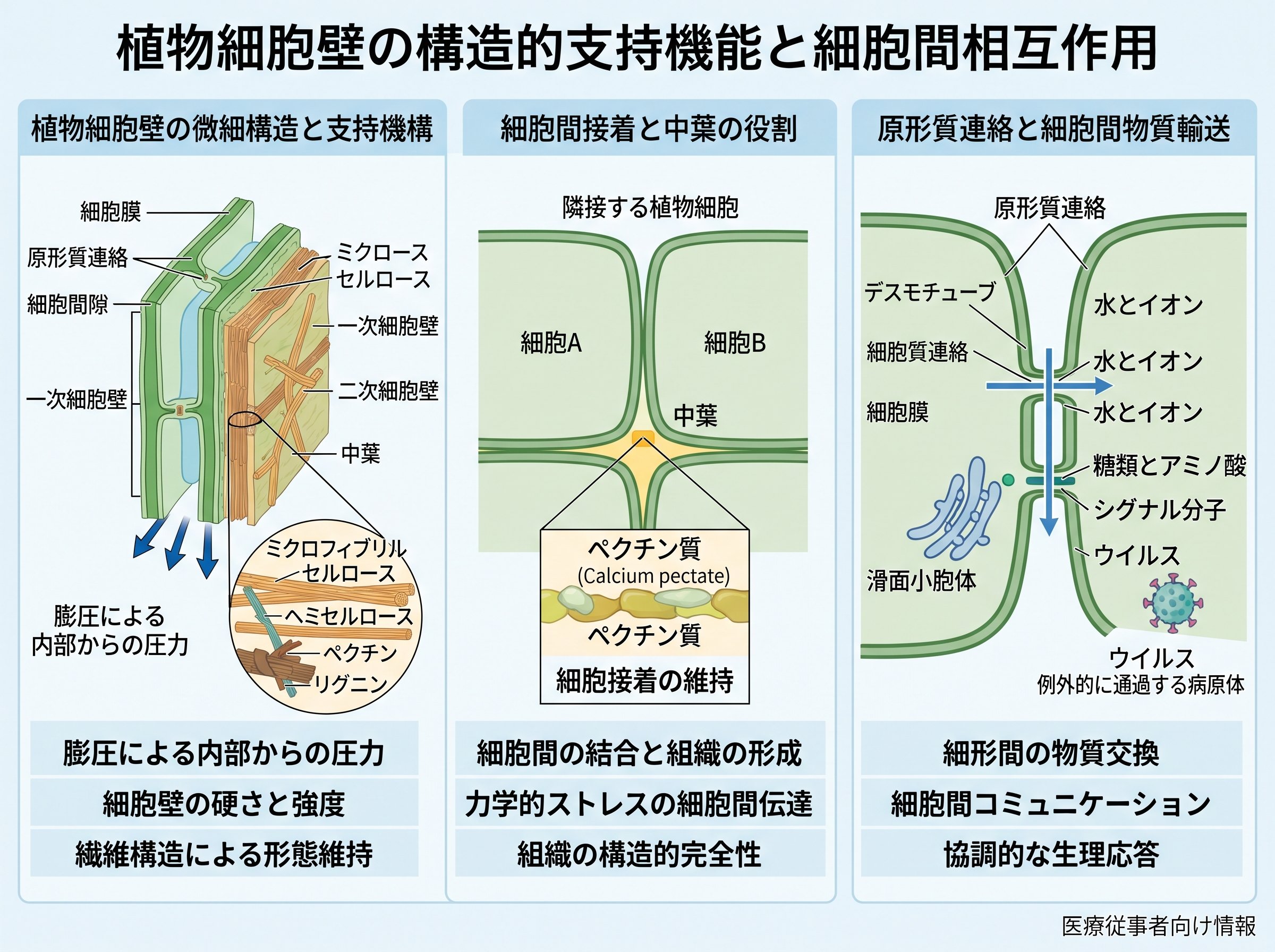 細胞壁の構造的支持機能と細胞間相互作用