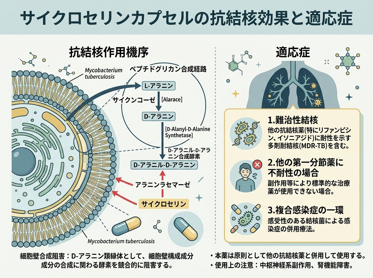 サイクロセリンカプセルの抗結核効果と適応症