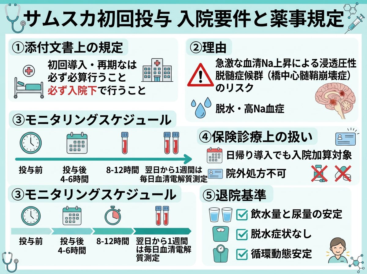 サムスカ初回投与における入院要件と薬事規定