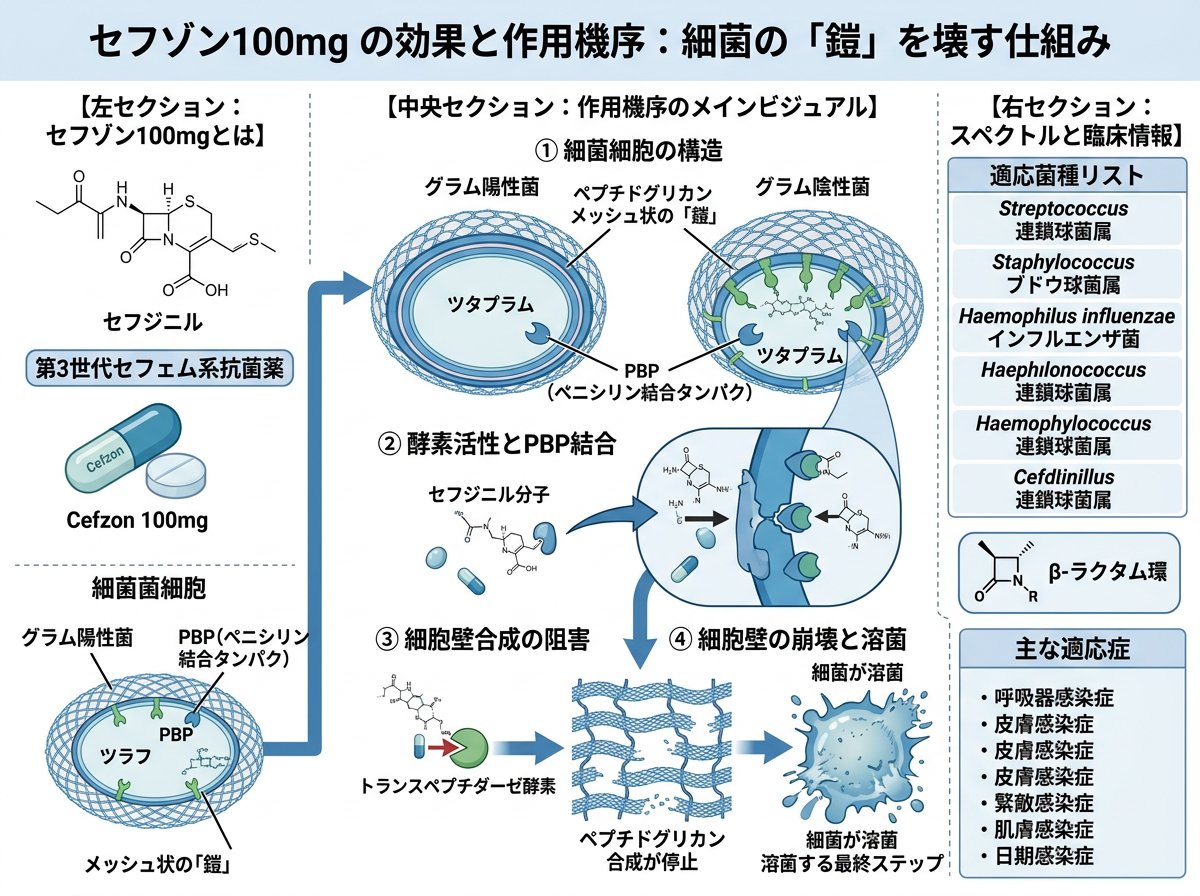 セフゾン100mgの効果と作用機序：細菌の「鎧」を壊す仕組み