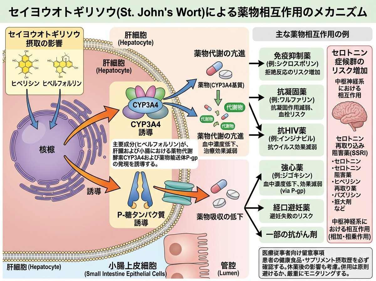 セイヨウオトギリソウの薬物相互作用メカニズム