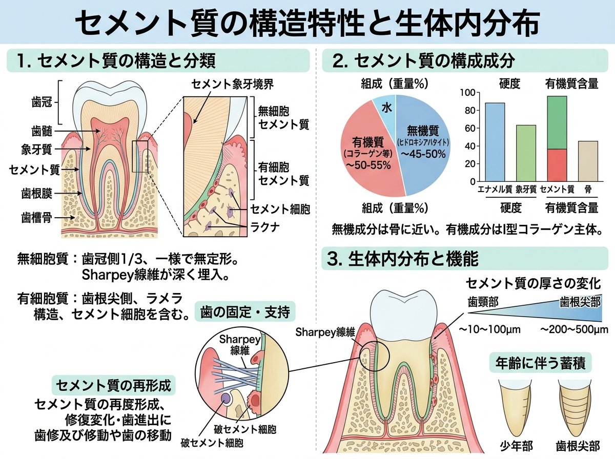 セメント質の構造特性と生体内分布