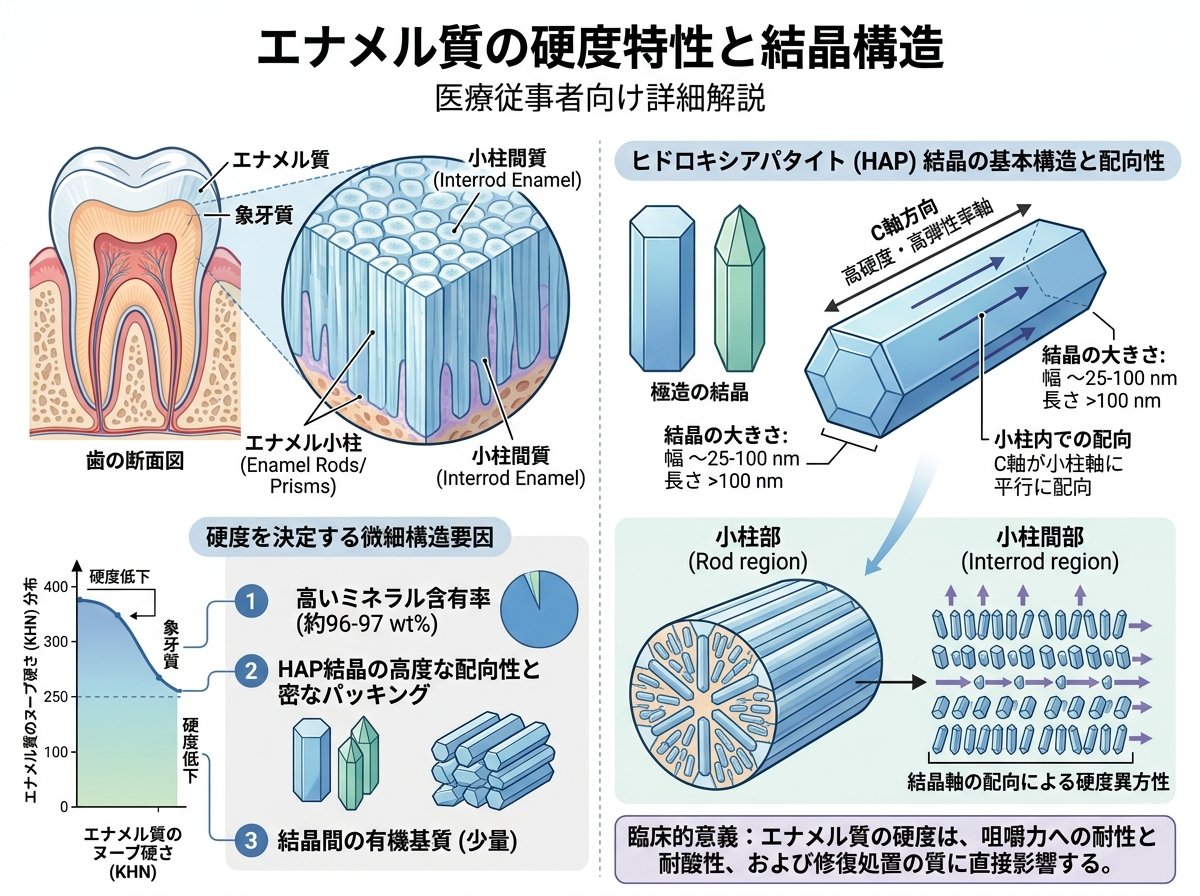エナメル質の硬度特性と結晶構造