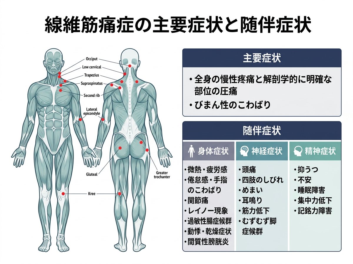線維筋痛症の主要症状と随伴症状の詳細