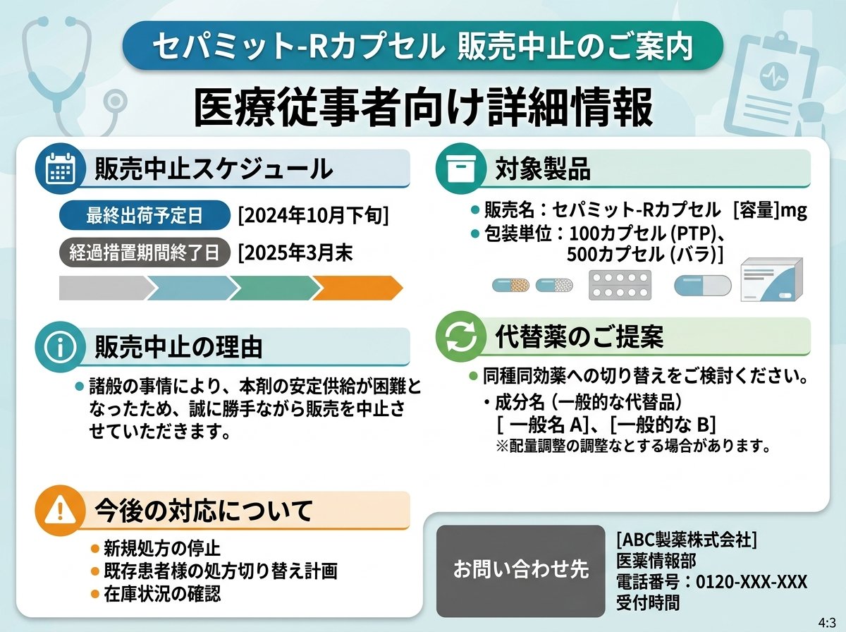 セパミット-Rカプセルの販売中止の詳細