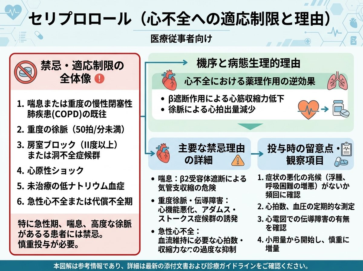 セリプロロール心不全への適応制限と理由