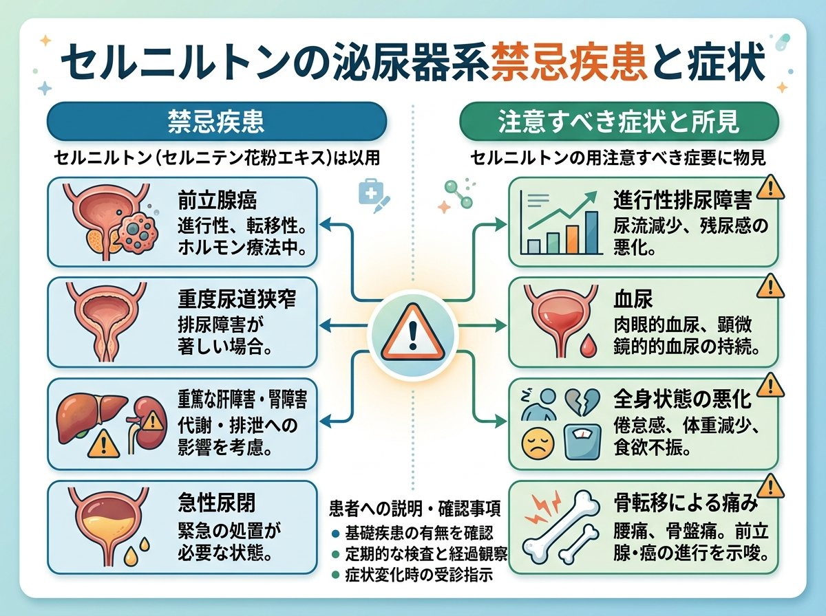 セルニルトンの泌尿器系禁忌疾患と症状