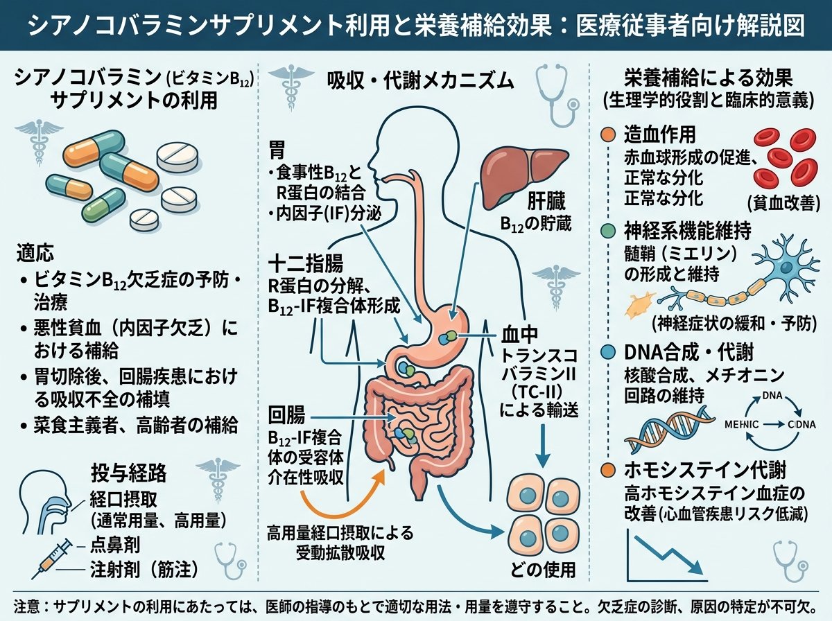 シアノコバラミンサプリメント利用と栄養補給効果