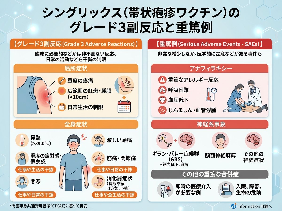 シングリックス副反応のグレード3症状と重篤例