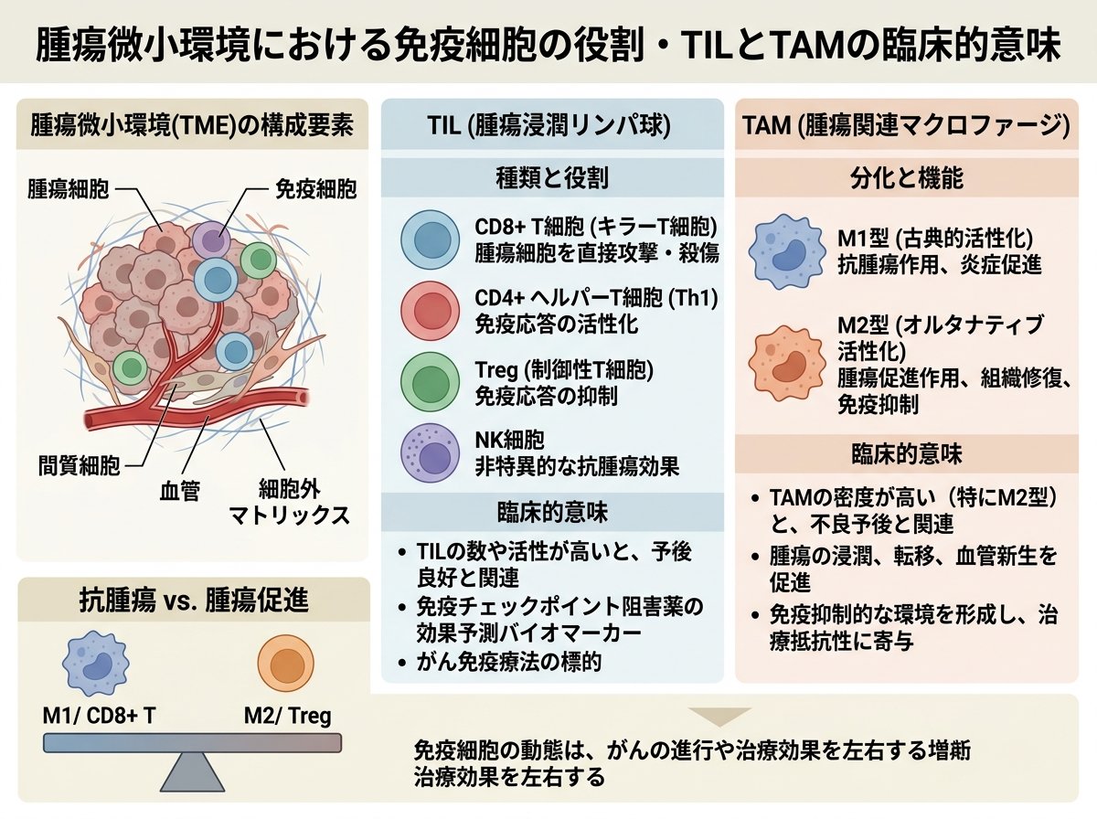腫瘍微小環境における免疫細胞の役割・TILとTAMの臨床的意味