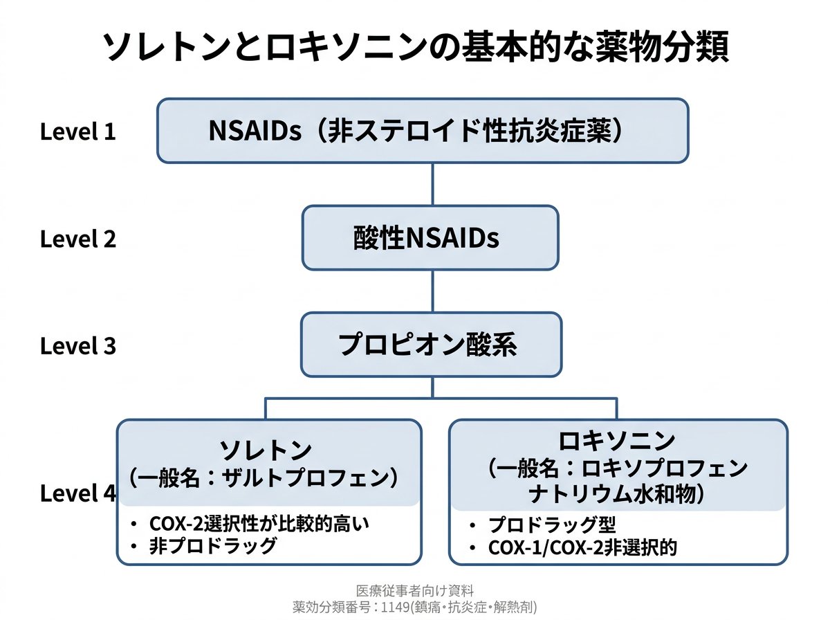ソレトンとロキソニンの基本的な薬物分類