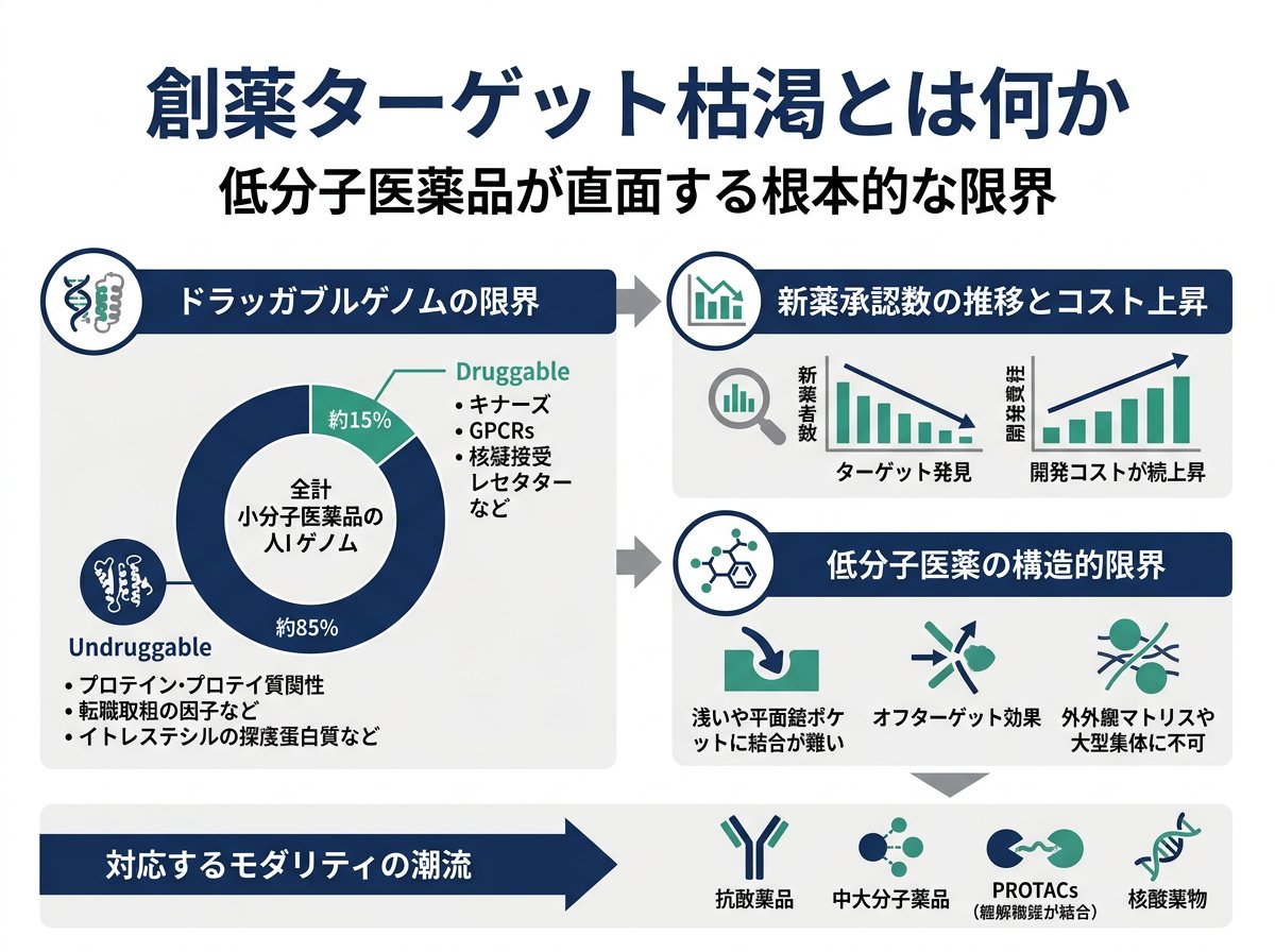 創薬ターゲット枯渇とは何か──低分子医薬品が直面する根本的な限界
