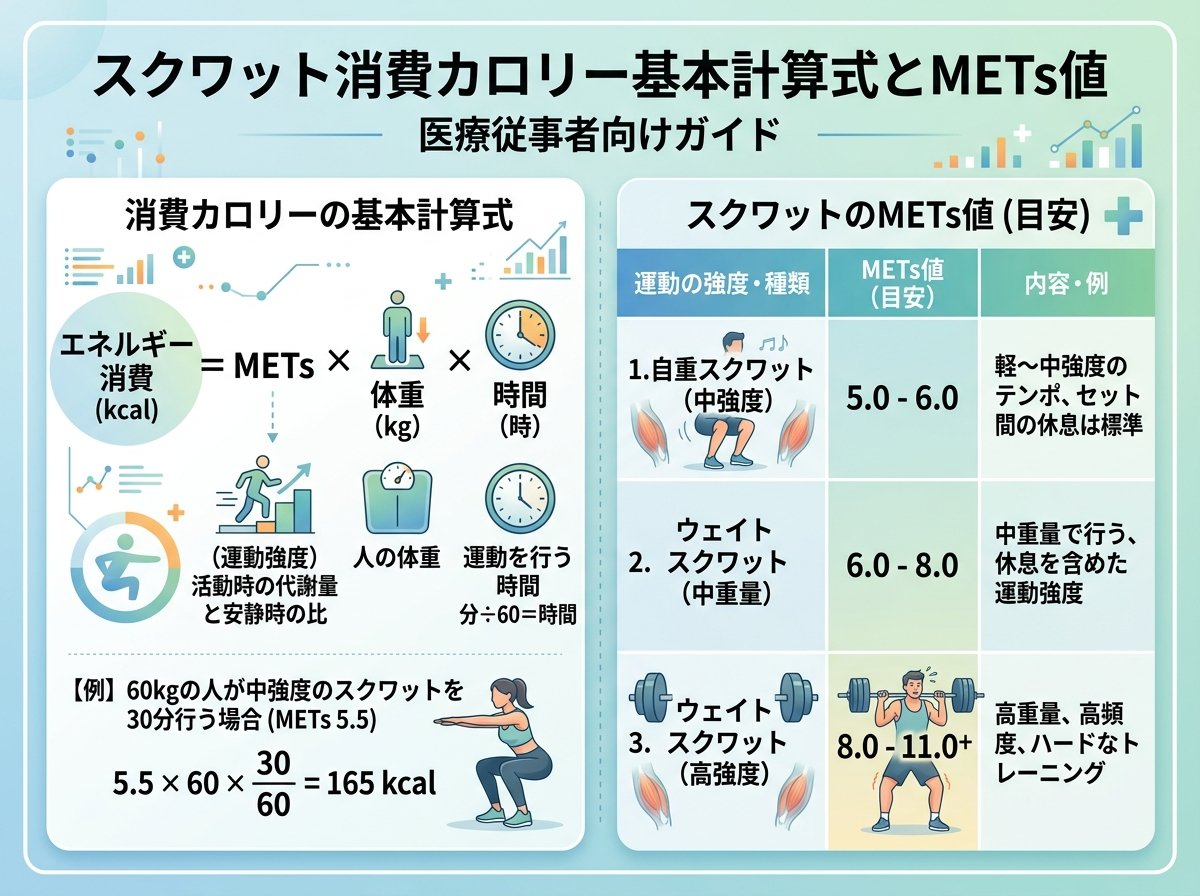 スクワット消費カロリー基本計算式とMETs値
