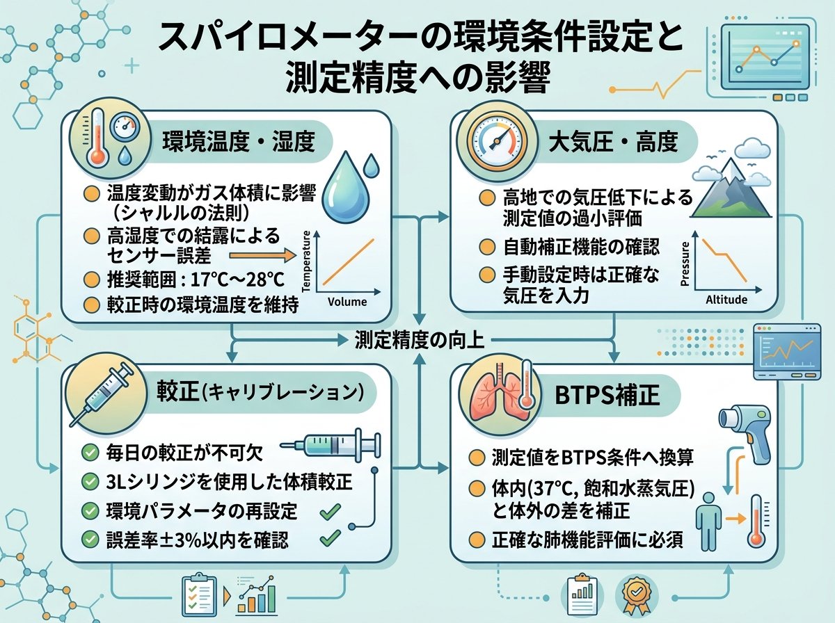 スパイロメーターの環境条件設定と測定精度への影響