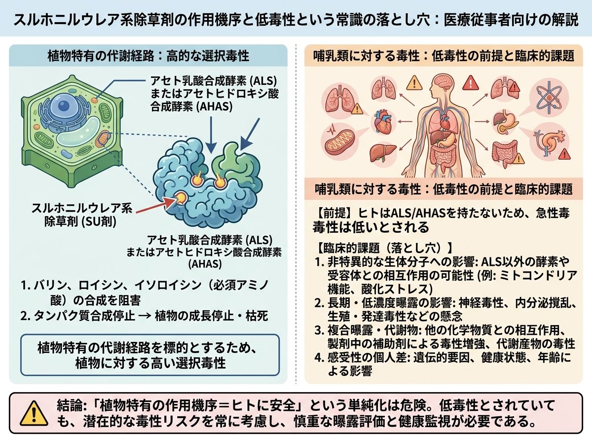 スルホニルウレア系 除草剤の作用機序と低毒性という常識の落とし穴