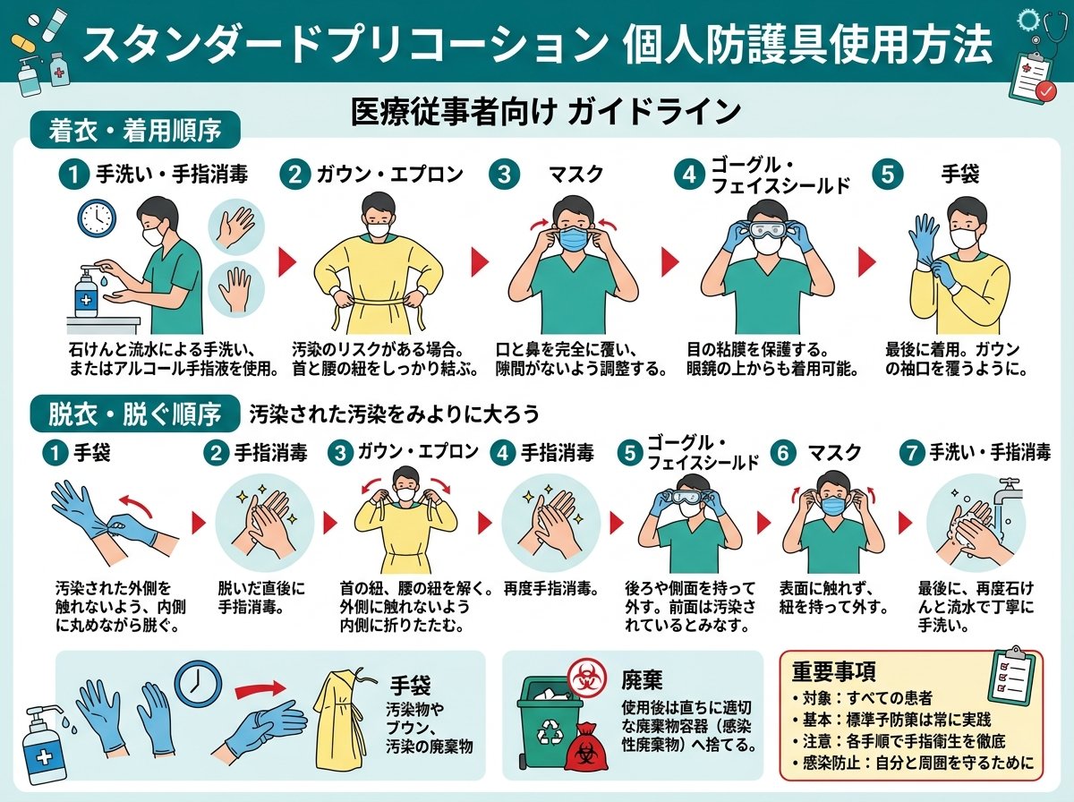 スタンダードプリコーション個人防護具使用方法