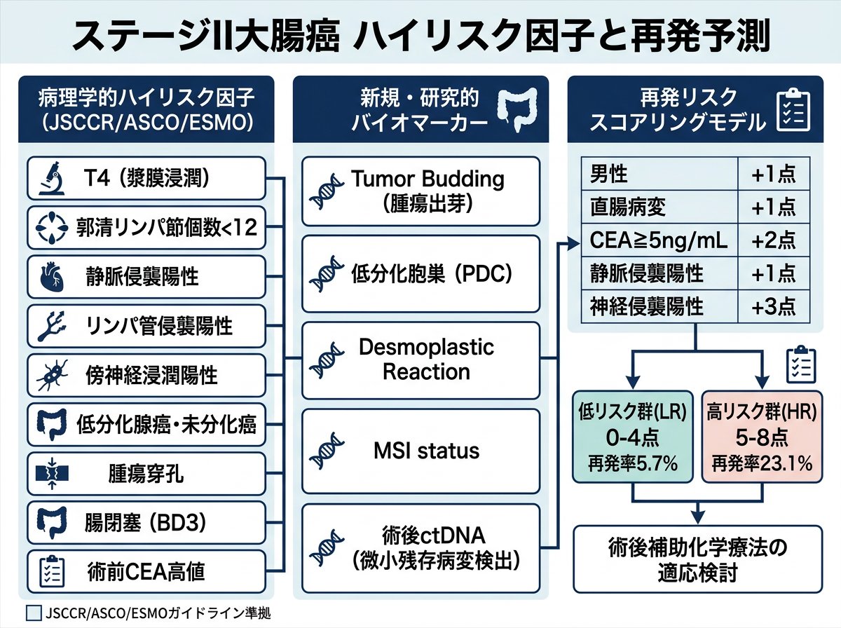 ステージ2大腸がんのハイリスク因子と再発予測