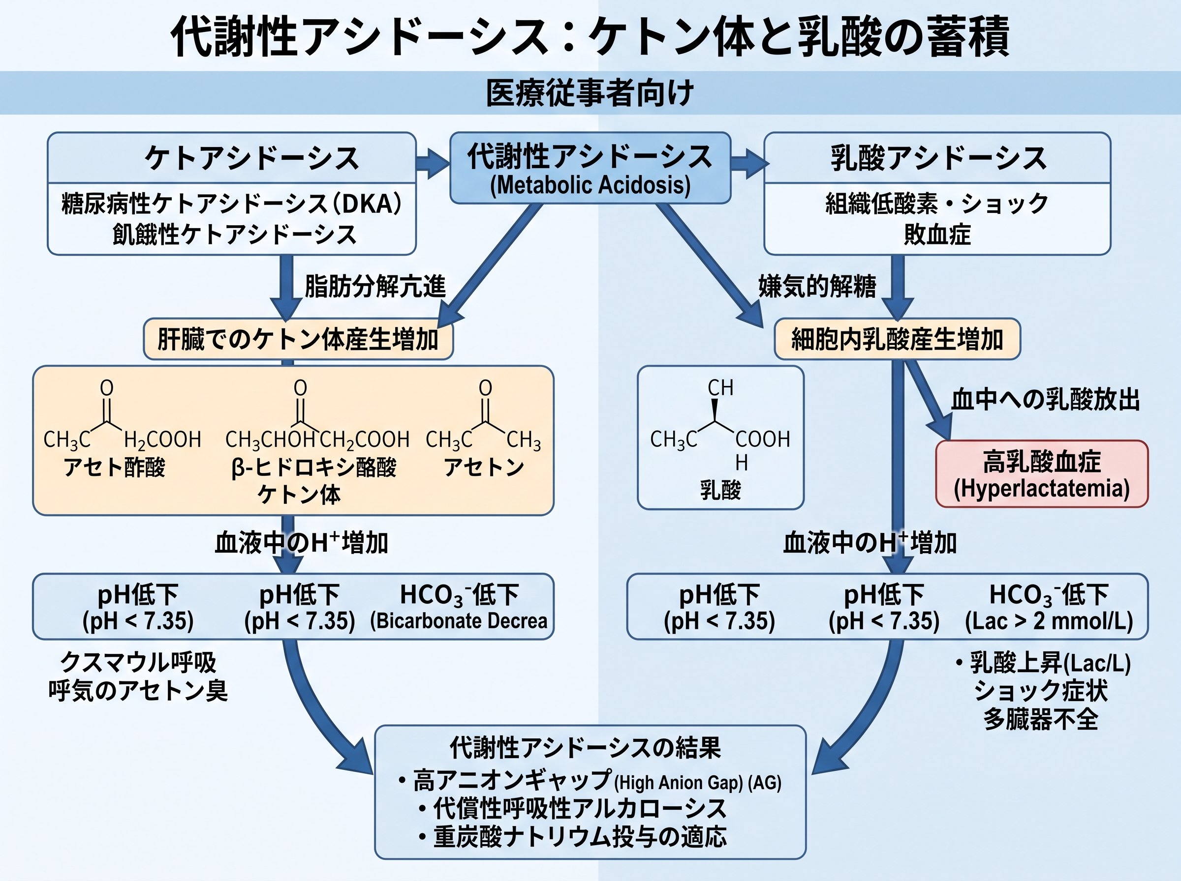 代謝性アシドーシスとケトン・乳酸蓄積