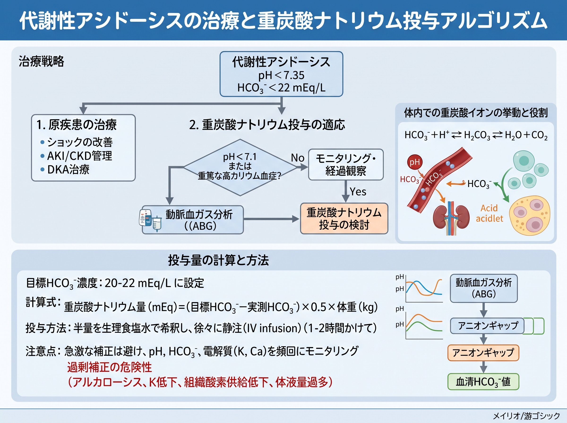 代謝性アシドーシスの治療と重炭酸ナトリウム投与
