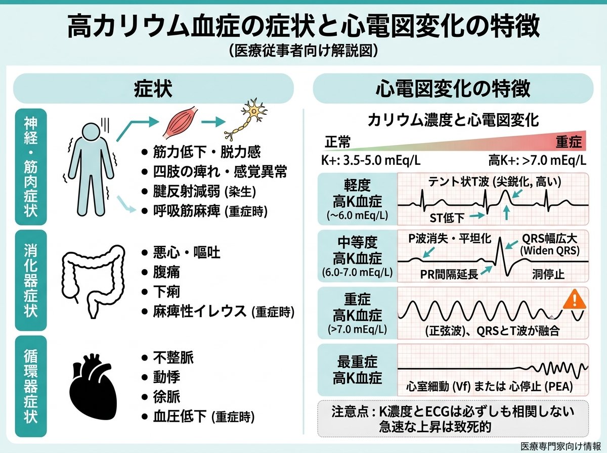 高カリウム血症の症状と心電図変化の特徴
