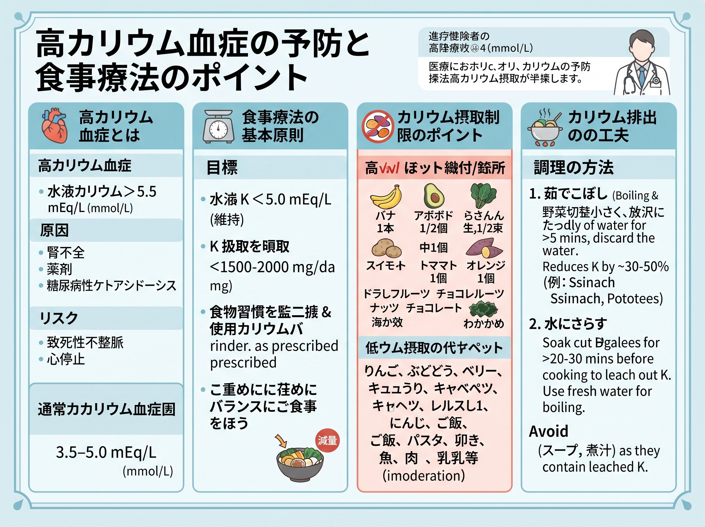 高カリウム血症の予防と食事療法のポイント