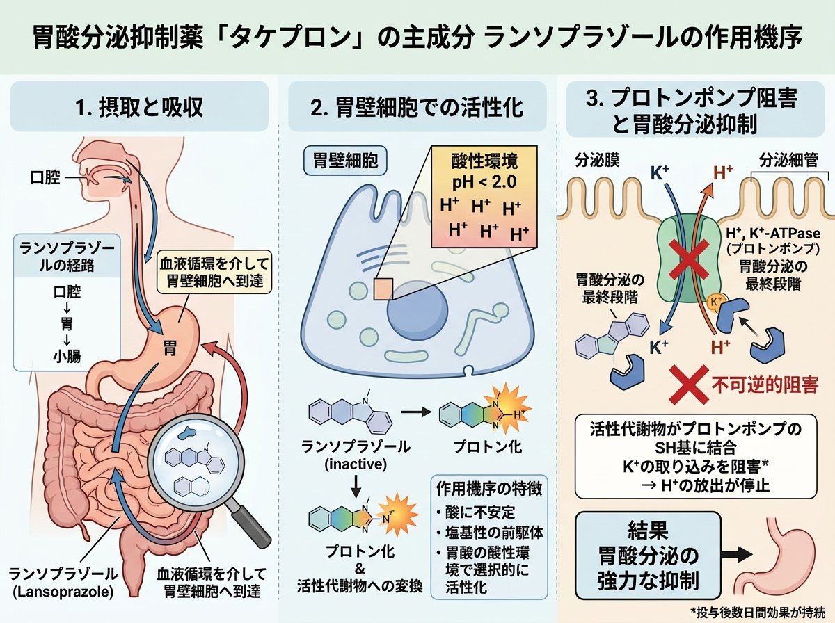 タケプロン成分ランソプラゾール作用機序