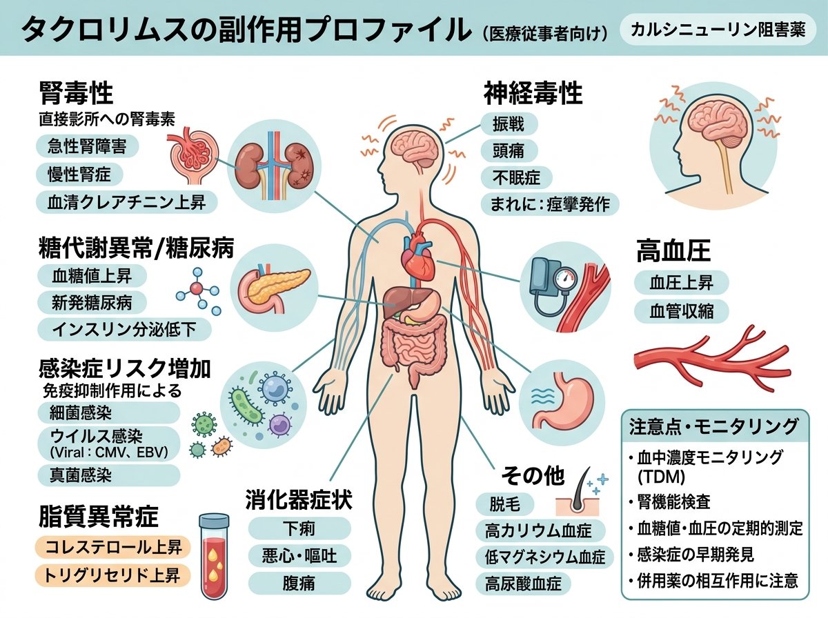 タクロリムスの副作用プロファイル