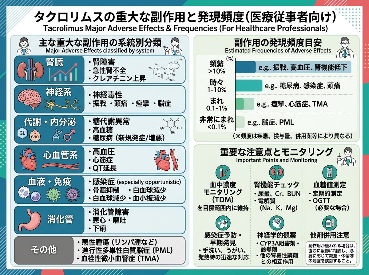タクロリムスの重大な副作用と発現頻度