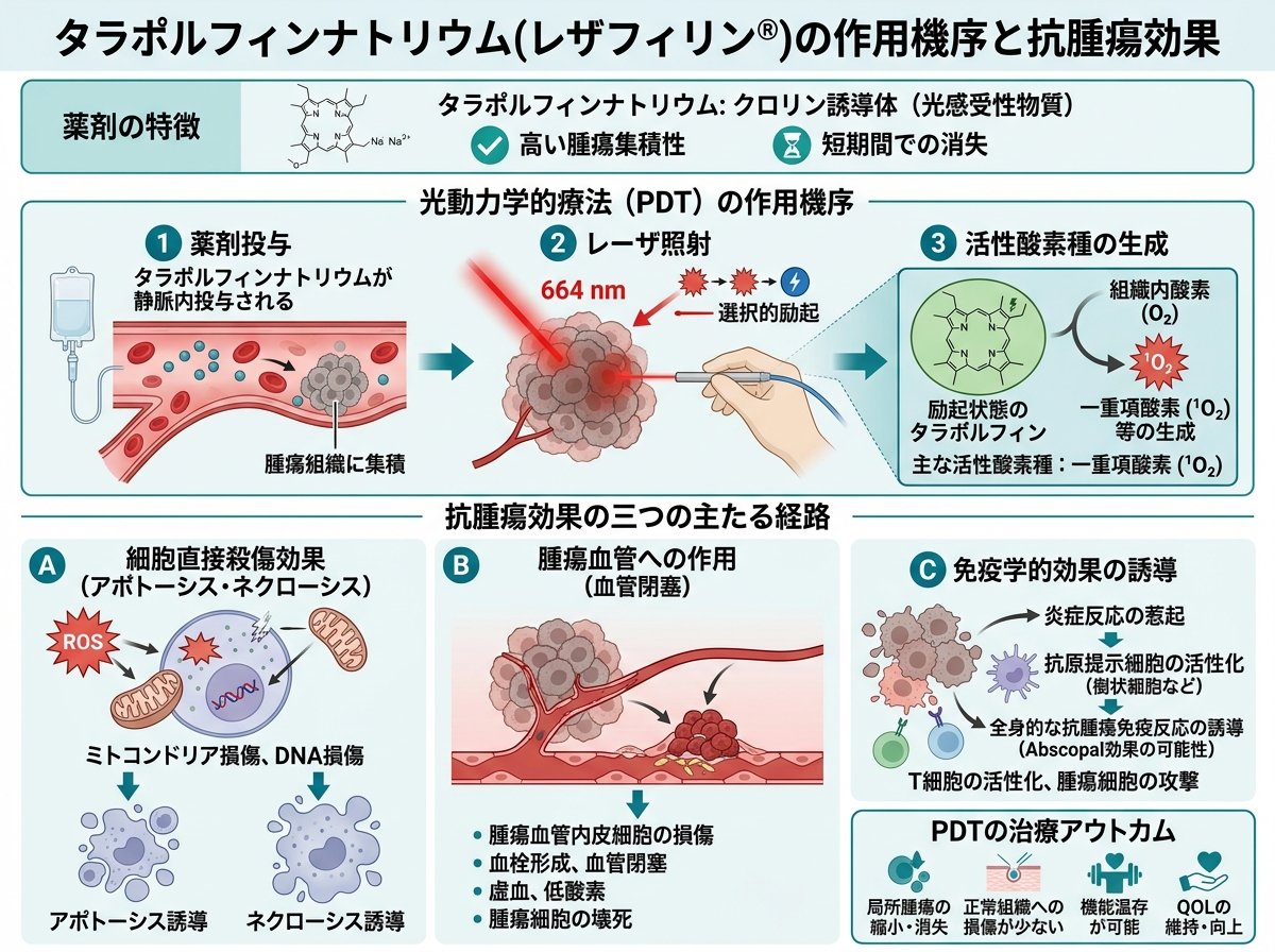 タラポルフィンナトリウムの作用機序と抗腫瘍効果