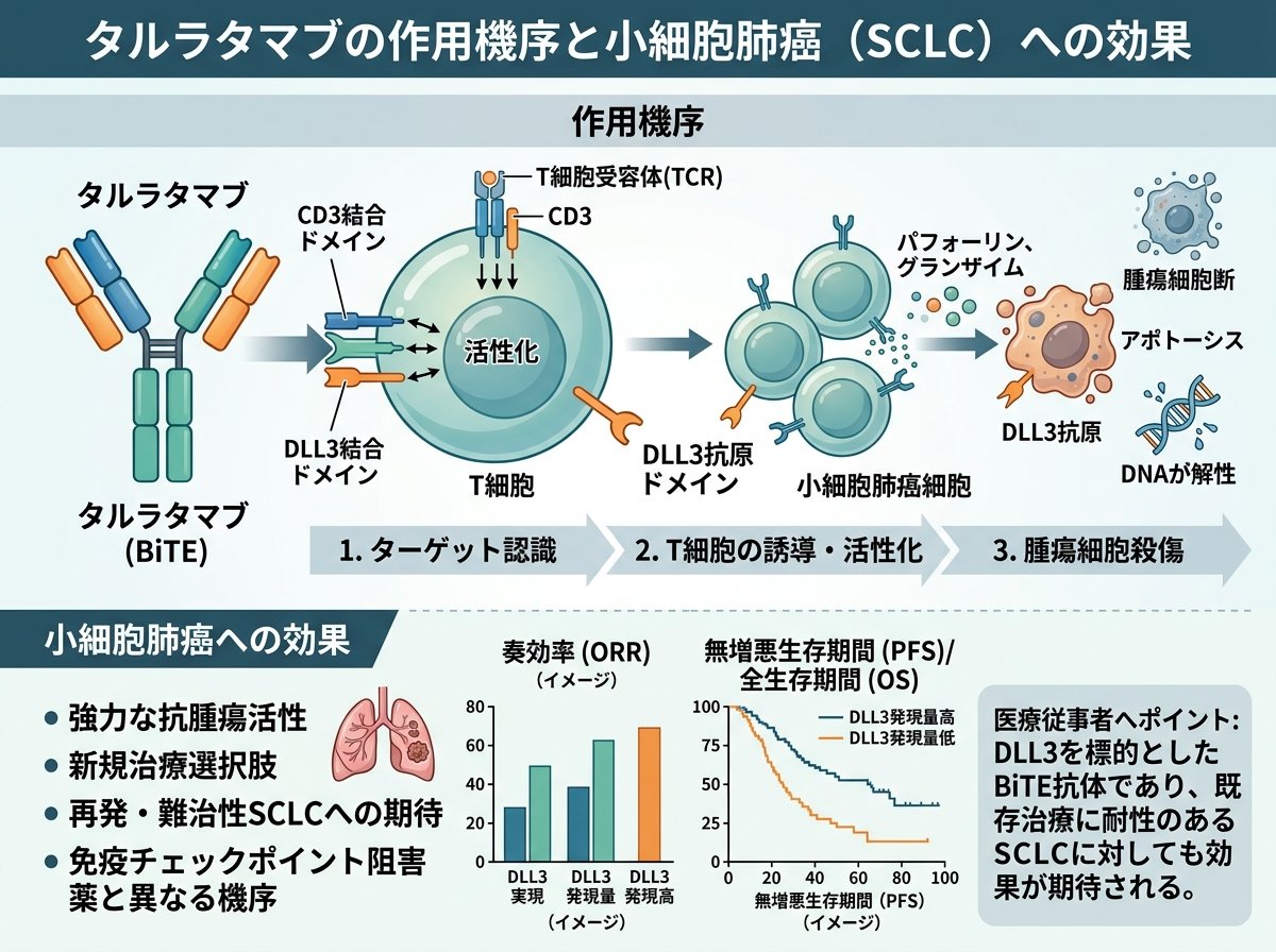 タルラタマブの作用機序と小細胞肺癌への効果