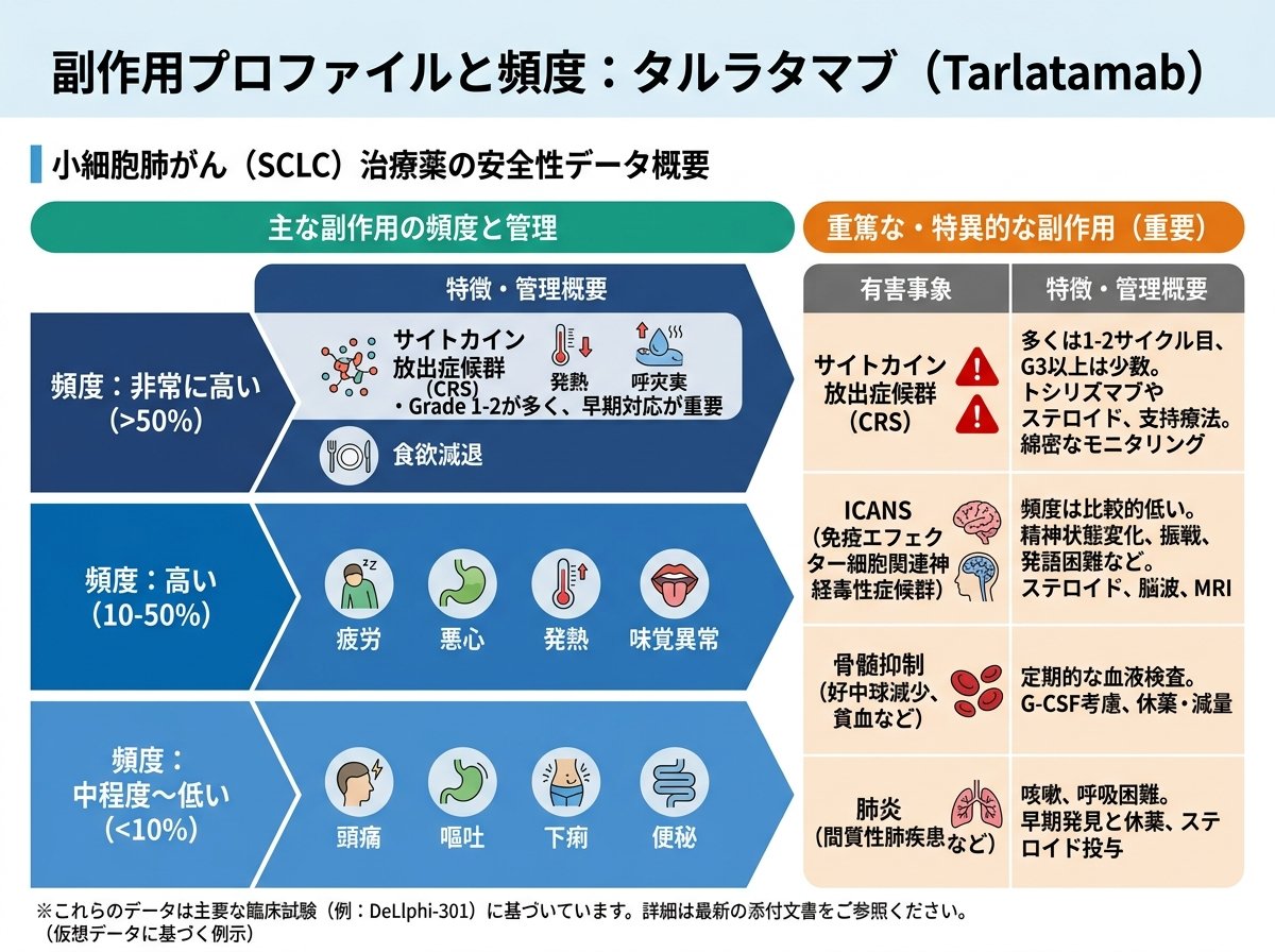 タルラタマブの副作用プロファイルと頻度