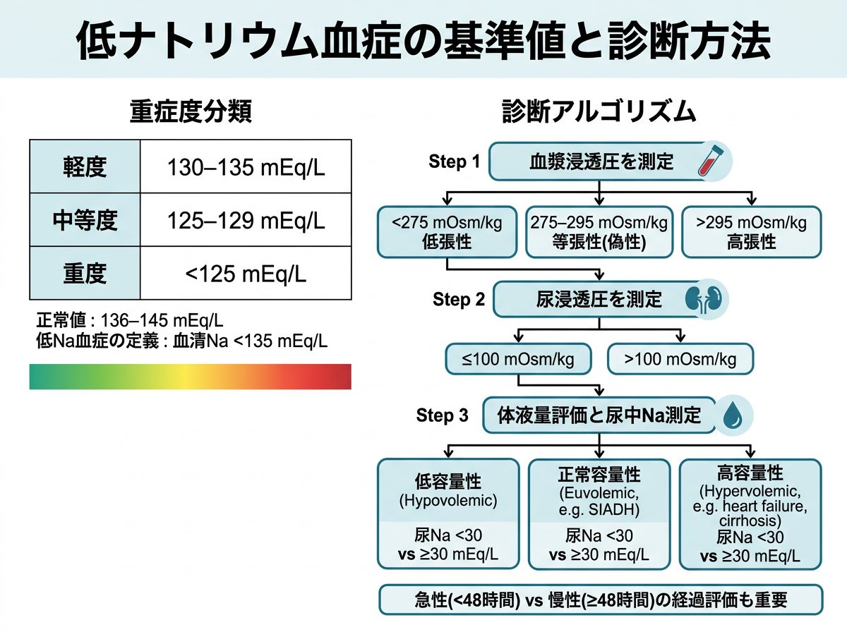 低ナトリウム血症の基準値と診断方法
