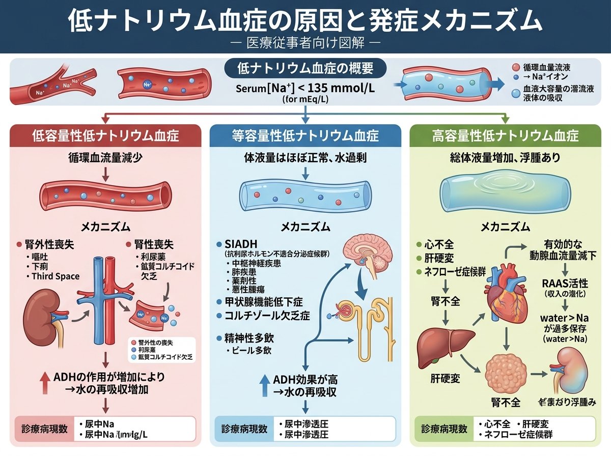 低ナトリウム血症の原因と発症メカニズム
