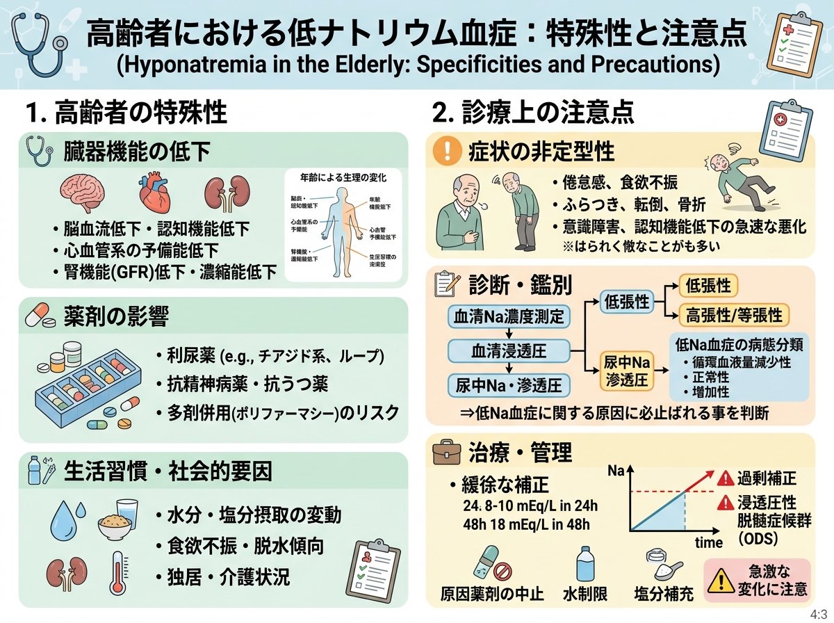 低ナトリウム血症における高齢者の特殊性と注意点