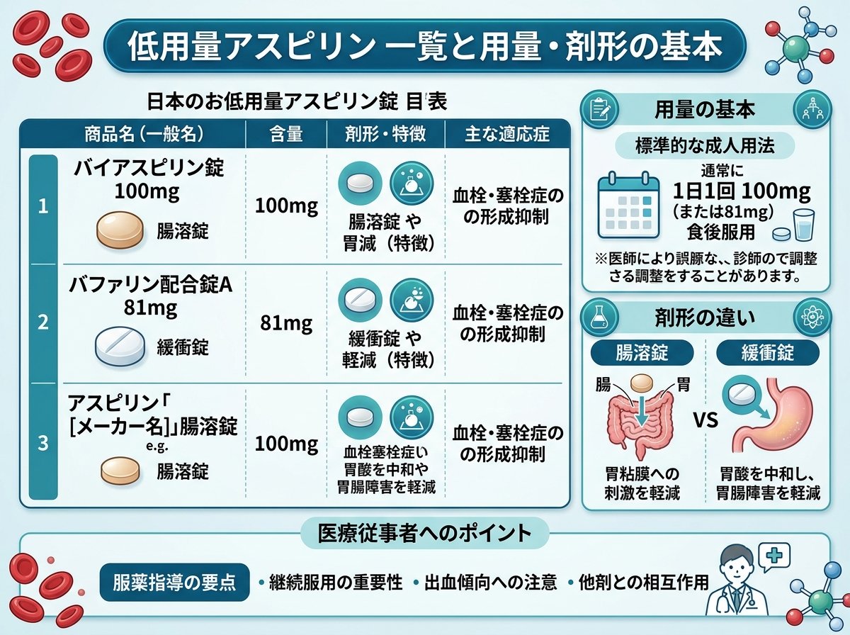 低用量アスピリン 一覧と用量・剤形の基本