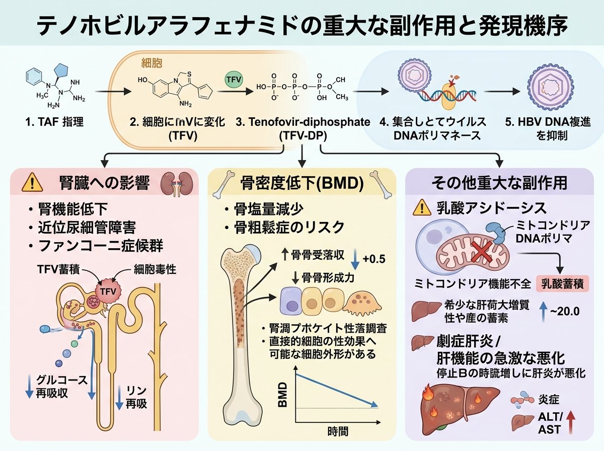 テノホビルアラフェナミドの重大な副作用と発現機序