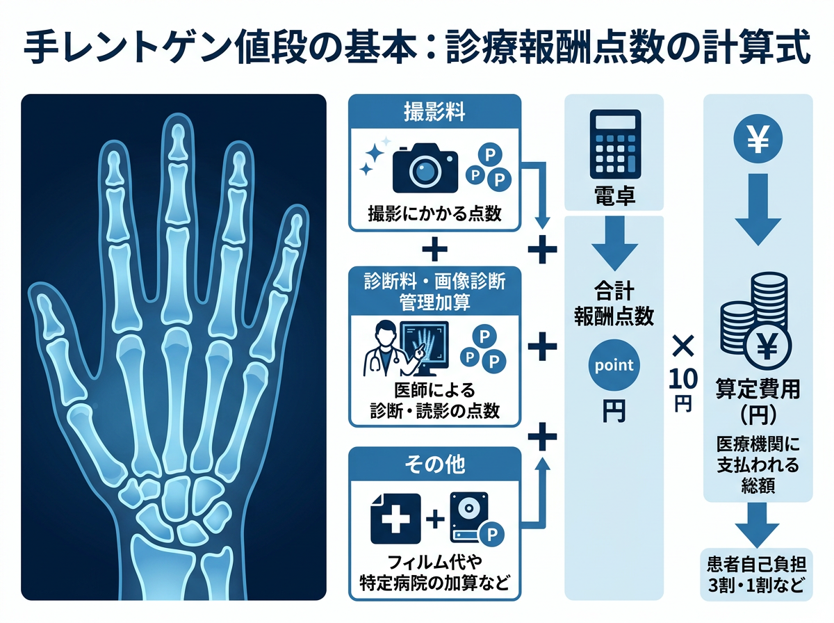 手レントゲン値段の基本：診療報酬点数の計算式