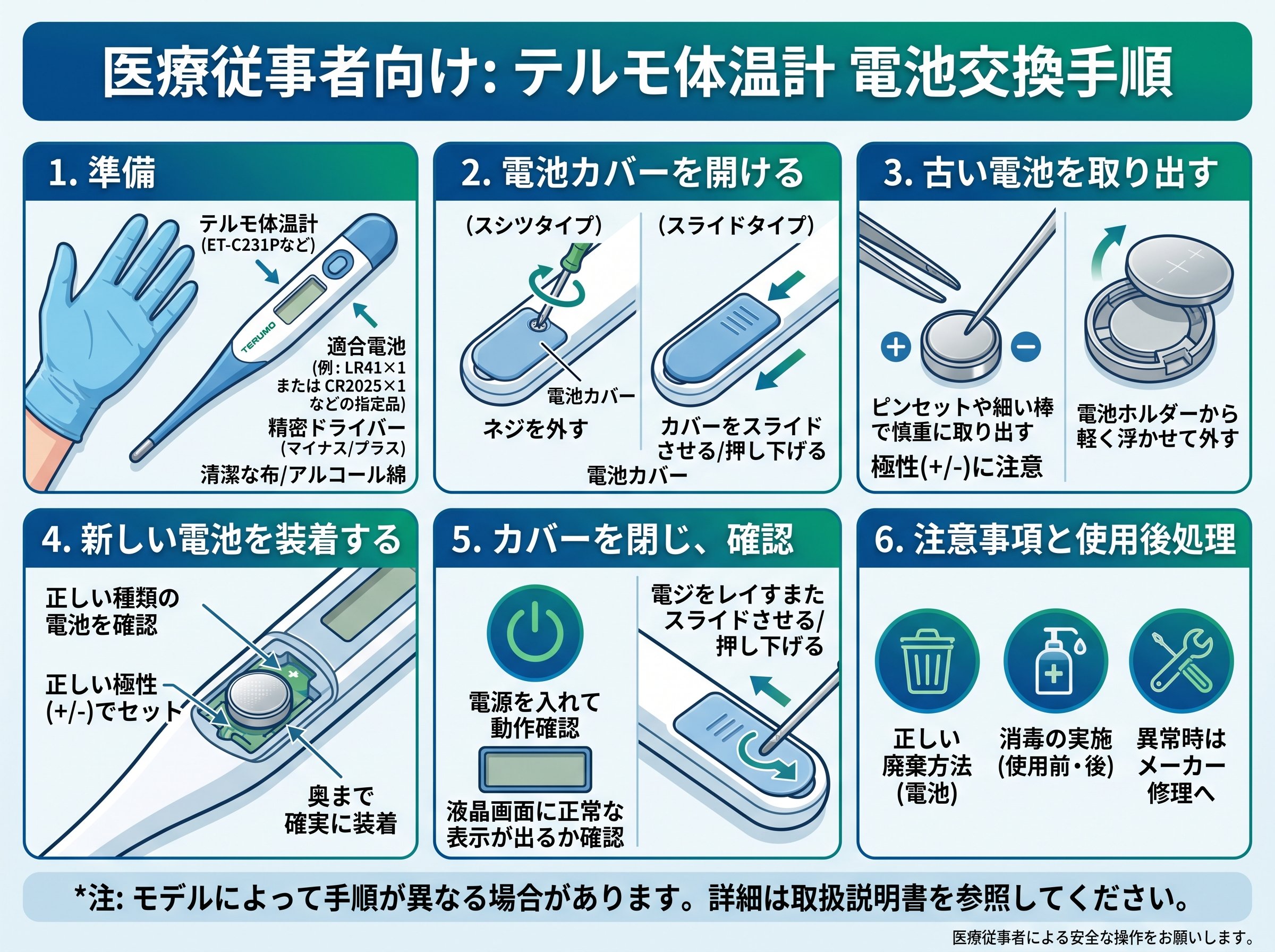 テルモ体温計の電池交換手順