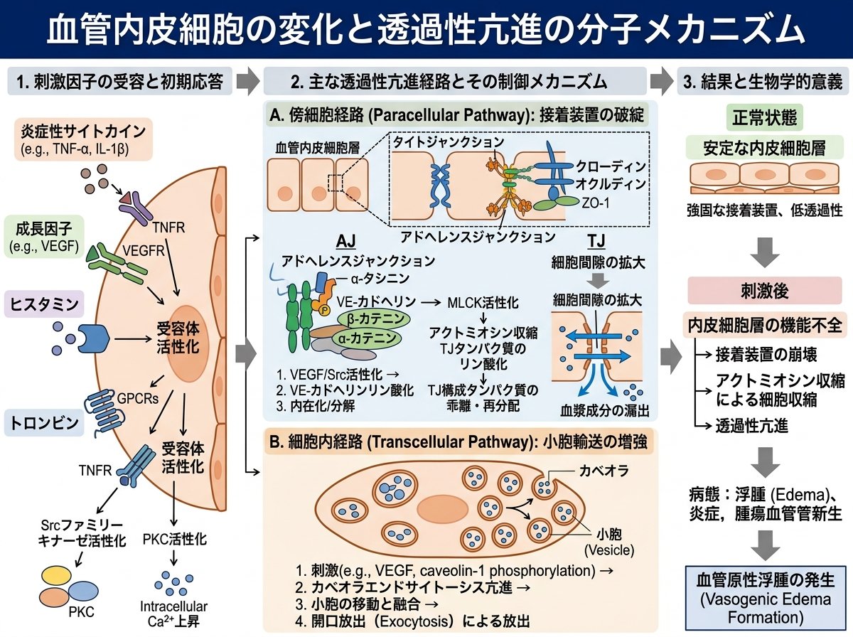 血管内皮細胞の変化と透過性亢進の分子メカニズム