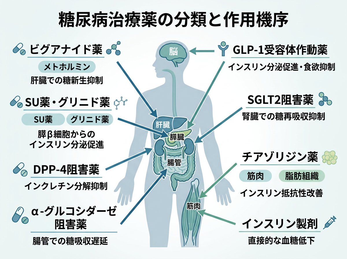 糖尿病治療薬の分類と作用機序