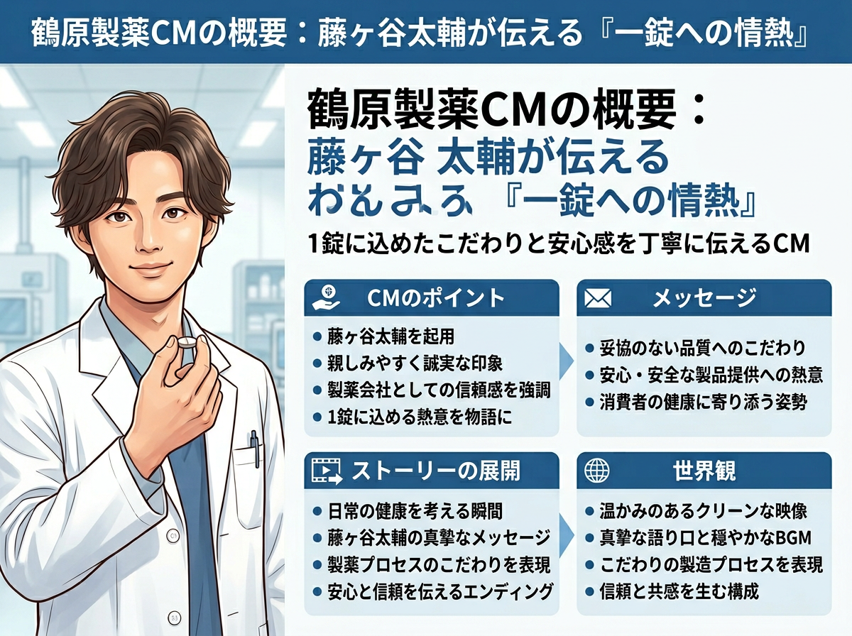 鶴原製薬CMの概要：藤ヶ谷太輔が伝える「一錠への情熱」