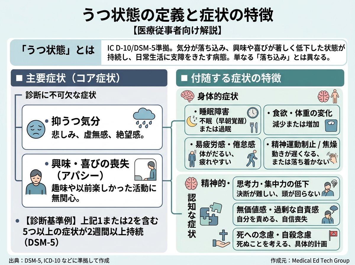 うつ状態の定義と症状の特徴