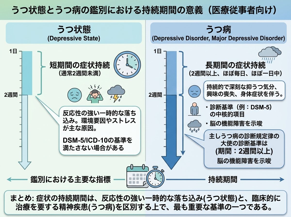 うつ状態とうつ病の鑑別における持続期間の意義