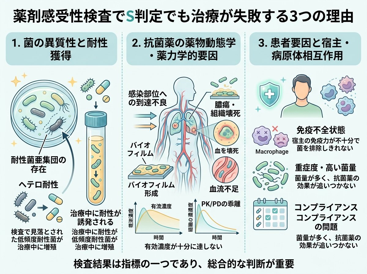 薬剤感受性検査でS判定でも治療が失敗する3つの理由
