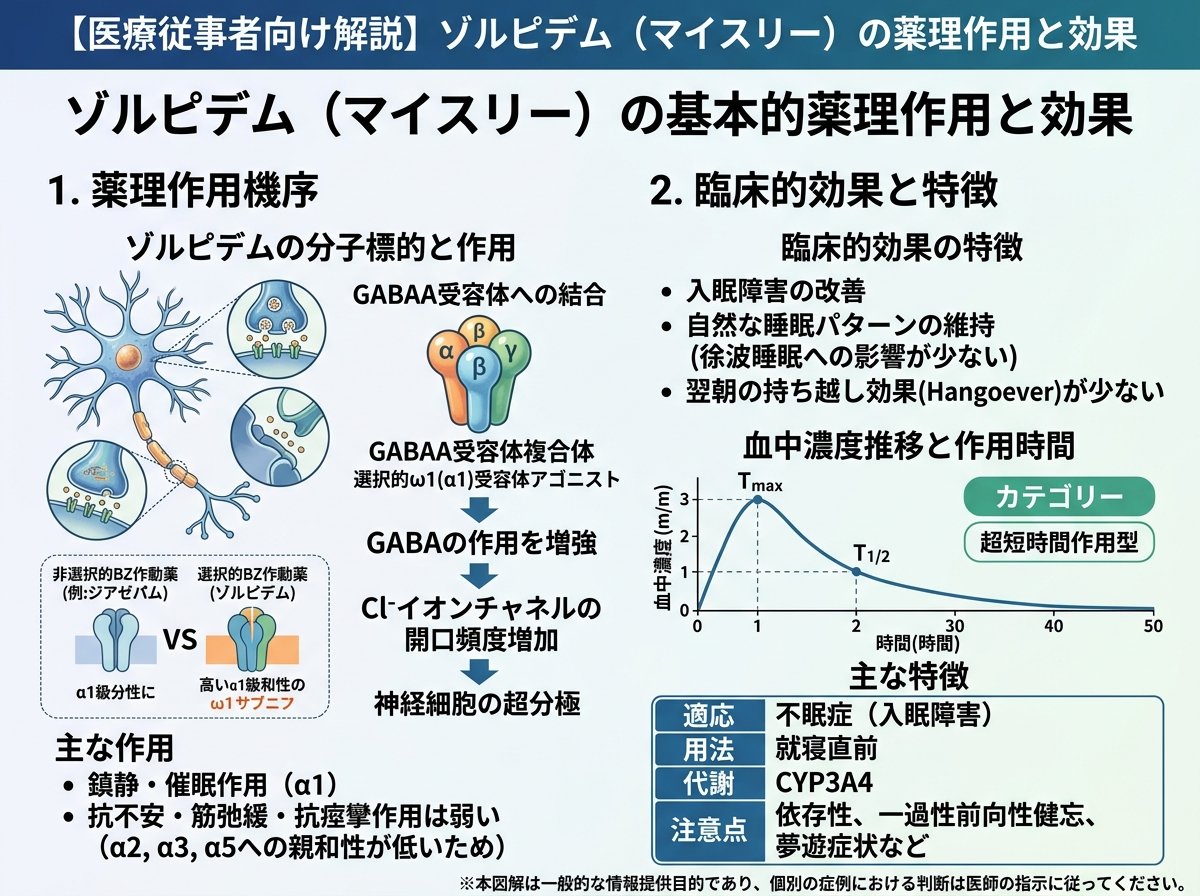 ゾルピデム マイスリーの基本的薬理作用と効果